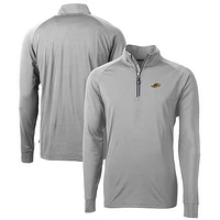 Men's Cutter & Buck  Gray Akron RubberDucks Adapt Eco Knit Stretch Recycled Quarter-Zip Pullover