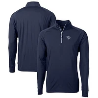 Men's Cutter & Buck  Navy Lehigh Valley IronPigs Adapt Eco Knit Stretch Recycled Quarter-Zip Pullover