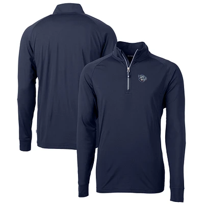 Men's Cutter & Buck  Navy Lehigh Valley IronPigs Adapt Eco Knit Stretch Recycled Quarter-Zip Pullover