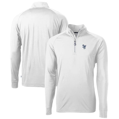 Men's Cutter & Buck  White Scranton Wilkes-Barre RailRiders Adapt Eco Knit Stretch Recycled Quarter-Zip Pullover