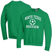 Men's Champion Kelly Green North Texas Mean Soccer Icon Powerblend Pullover Sweatshirt