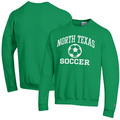 Men's Champion Kelly Green North Texas Mean Soccer Icon Powerblend Pullover Sweatshirt