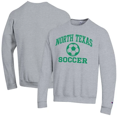 Men's Champion Heather Gray North Texas Mean Green Soccer Icon Powerblend Pullover Sweatshirt
