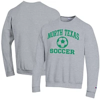 Men's Champion Heather Gray North Texas Mean Green Soccer Icon Powerblend Pullover Sweatshirt