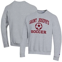 Men's Champion Heather Gray Saint Joseph's Hawks Soccer Icon Powerblend Pullover Sweatshirt