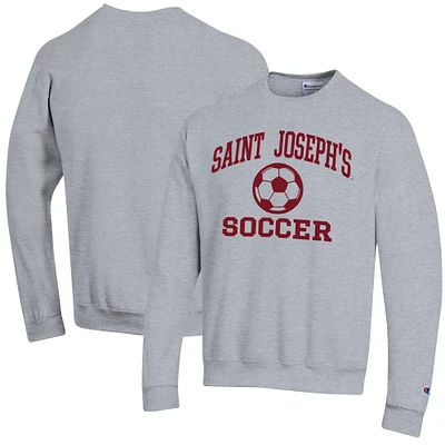 Men's Champion Heather Gray Saint Joseph's Hawks Soccer Icon Powerblend Pullover Sweatshirt