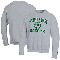 Men's Champion Heather Gray William & Mary Tribe Soccer Icon Powerblend Pullover Sweatshirt