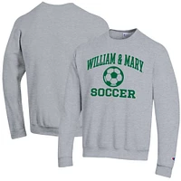 Men's Champion Heather Gray William & Mary Tribe Soccer Icon Powerblend Pullover Sweatshirt