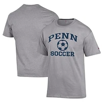 Men's Champion Gray Pennsylvania Quakers Soccer Icon T-Shirt