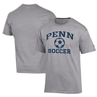 Men's Champion Gray Pennsylvania Quakers Soccer Icon T-Shirt