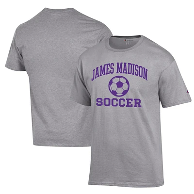 Men's Champion Gray James Madison Dukes Soccer Icon T-Shirt