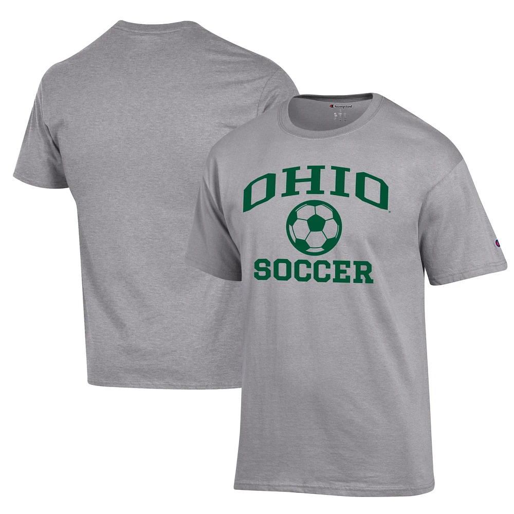 Men's Champion Gray Ohio Bobcats Soccer Icon T-Shirt