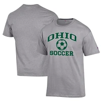 Men's Champion Gray Ohio Bobcats Soccer Icon T-Shirt