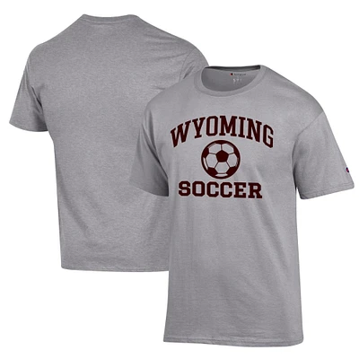 Men's Champion Gray Wyoming Cowboys Soccer Icon T-Shirt