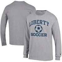 Men's Champion Heather Gray Liberty Flames Soccer Icon Long Sleeve T-Shirt