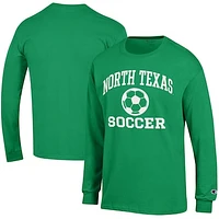Men's Champion Kelly Green North Texas Mean Soccer Icon Long Sleeve T-Shirt