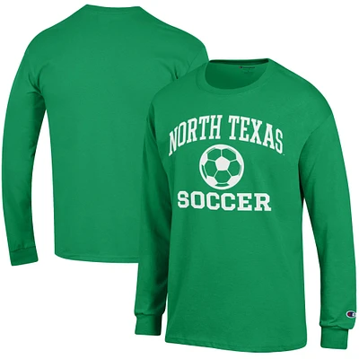 Men's Champion Kelly Green North Texas Mean Soccer Icon Long Sleeve T-Shirt