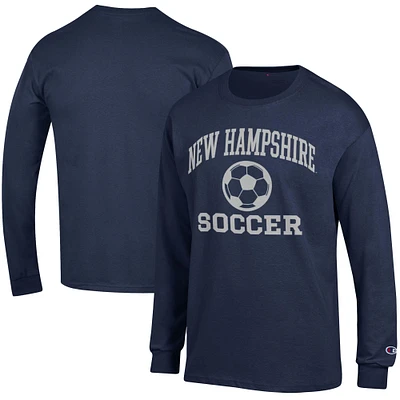Men's Champion Navy New Hampshire Wildcats Soccer Icon Long Sleeve T-Shirt