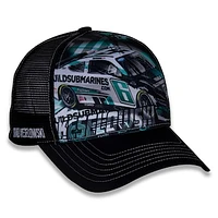 Men's Checkered Flag Sports Black Brad Keselowski Driver Car Trucker Adjustable Hat