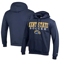 Men's Champion Navy Kent State Golden Flashes Soccer Stack Logo Powerblend Pullover Hoodie