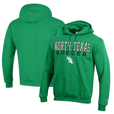 Men's Champion Kelly Green North Texas Mean Soccer Stack Logo Powerblend Pullover Hoodie
