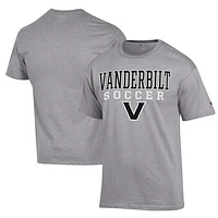 Men's Champion Gray Vanderbilt Commodores Soccer Stack Logo Powerblend T-Shirt