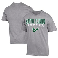 Men's Champion Gray South Florida Bulls Soccer Stack Logo Powerblend T-Shirt