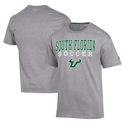 Men's Champion Gray South Florida Bulls Soccer Stack Logo Powerblend T-Shirt