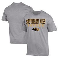Men's Champion Gray Southern Miss Golden Eagles Soccer Stack Logo Powerblend T-Shirt