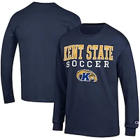 Men's Champion Navy Kent State Golden Flashes Soccer Stacked Logo Long Sleeve T-Shirt