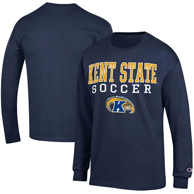 Men's Champion Navy Kent State Golden Flashes Soccer Stacked Logo Long Sleeve T-Shirt