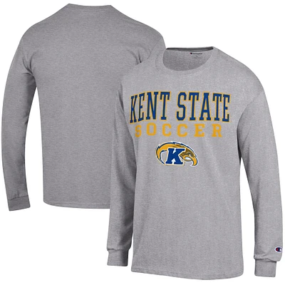 Men's Champion Heather Gray Kent State Golden Flashes Soccer Stacked Logo Long Sleeve T-Shirt