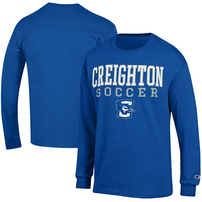 Men's Champion Blue Creighton Bluejays Soccer Stacked Logo Long Sleeve T-Shirt
