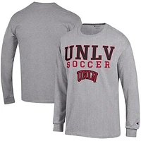 Men's Champion Heather Gray UNLV Rebels Soccer Stacked Logo Long Sleeve T-Shirt
