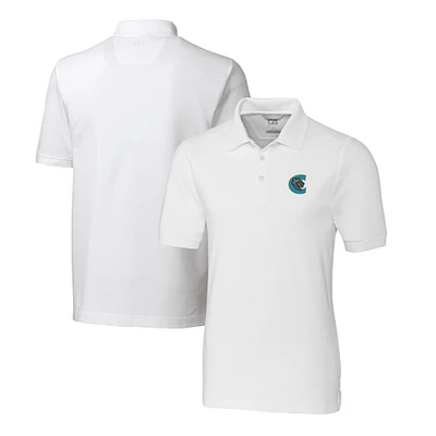 Men's Cutter & Buck White Charlotte Knights DryTec Advantage Tri-Blend Pique Polo