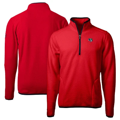 Men's Cutter & Buck  Red Gwinnett Stripers Cascade Eco Sherpa Fleece Quarter-Zip Jacket