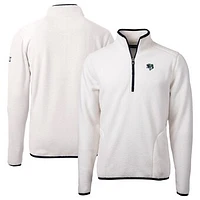 Men's Cutter & Buck  Oatmeal Gwinnett Stripers Cascade Eco Sherpa Fleece Quarter-Zip Jacket