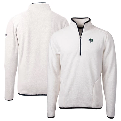 Men's Cutter & Buck  Oatmeal Gwinnett Stripers Cascade Eco Sherpa Fleece Quarter-Zip Jacket