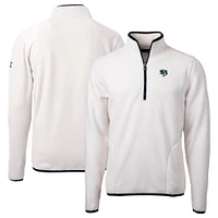 Men's Cutter & Buck  Oatmeal Gwinnett Stripers Cascade Eco Sherpa Fleece Quarter-Zip Jacket