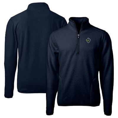 Men's Cutter & Buck  Navy Hillsboro Hops Cascade Eco Sherpa Fleece Quarter-Zip Jacket