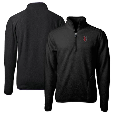 Men's Cutter & Buck  Black Indianapolis Indians Cascade Eco Sherpa Fleece Quarter-Zip Jacket