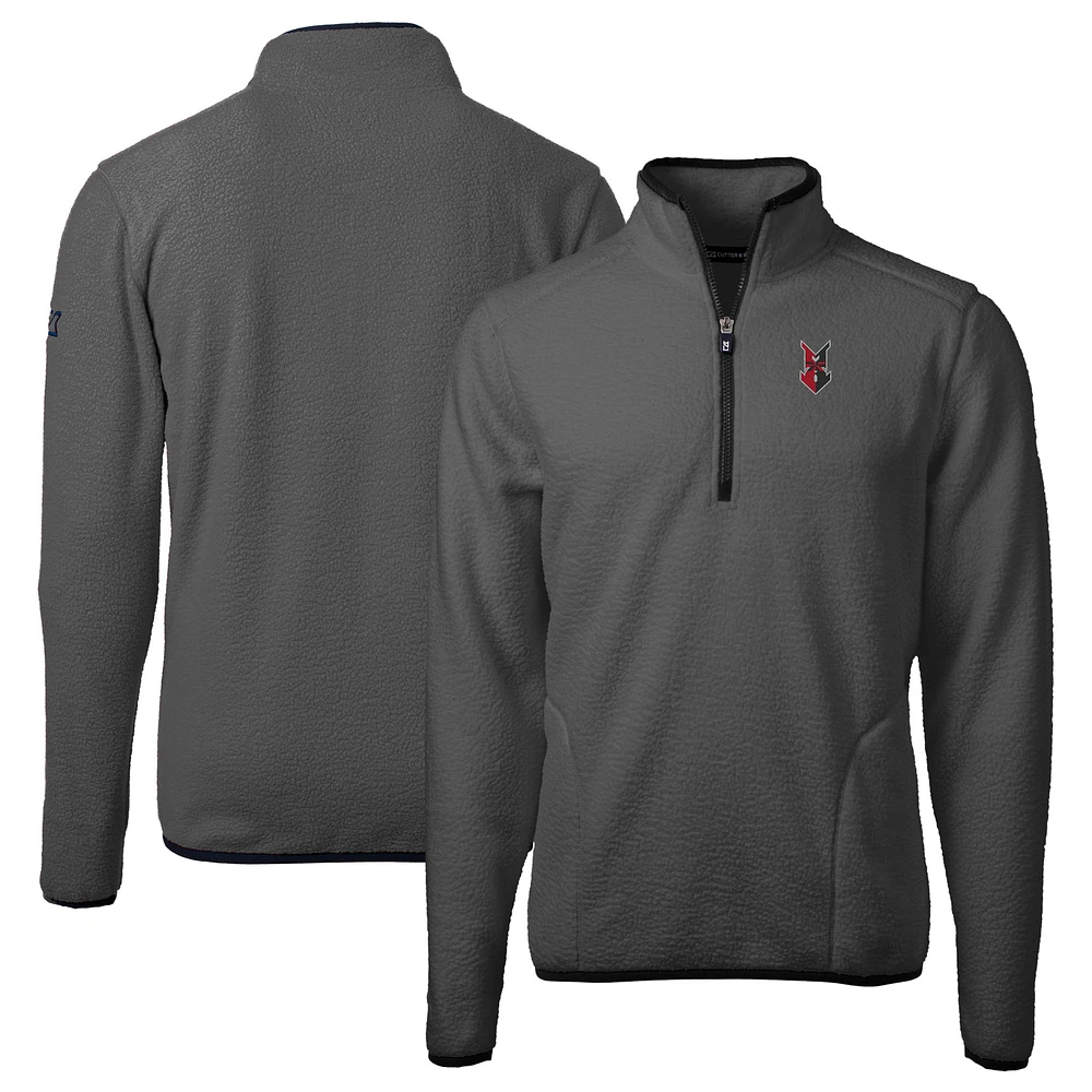 Men's Cutter & Buck Gray Indianapolis Indians Cascade Eco Sherpa Fleece Quarter-Zip Jacket