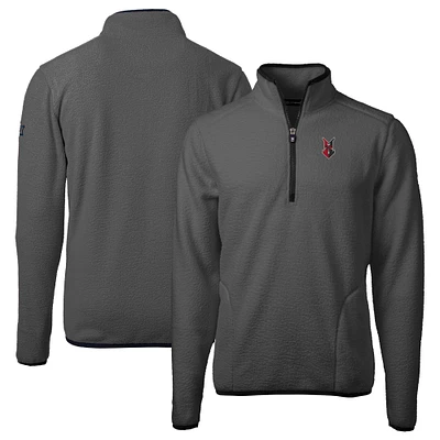 Men's Cutter & Buck  Gray Indianapolis Indians Cascade Eco Sherpa Fleece Quarter-Zip Jacket