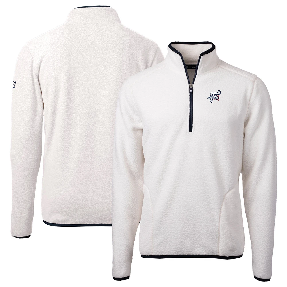 Men's Cutter & Buck Oatmeal Reading Fightin Phils Cascade Eco Sherpa Fleece Quarter-Zip Jacket