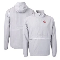 Men's Cutter & Buck  Gray Frisco RoughRiders Charter Eco Recycled Half-Zip Anorak Jacket