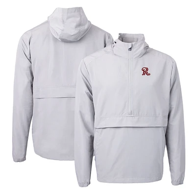 Men's Cutter & Buck  Gray Frisco RoughRiders Charter Eco Recycled Half-Zip Anorak Jacket