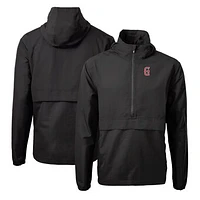 Men's Cutter & Buck Black Greenville Drive Charter Eco Recycled Half-Zip Anorak Jacket