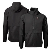 Men's Cutter & Buck Black Greenville Drive Charter Eco Recycled Half-Zip Anorak Jacket