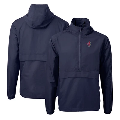 Men's Cutter & Buck Navy Memphis Redbirds Charter Eco Recycled Half-Zip Anorak Jacket