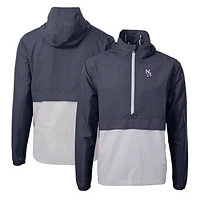 Men's Cutter & Buck  Navy New Hampshire Fisher Cats Charter Eco Recycled Half-Zip Anorak Jacket